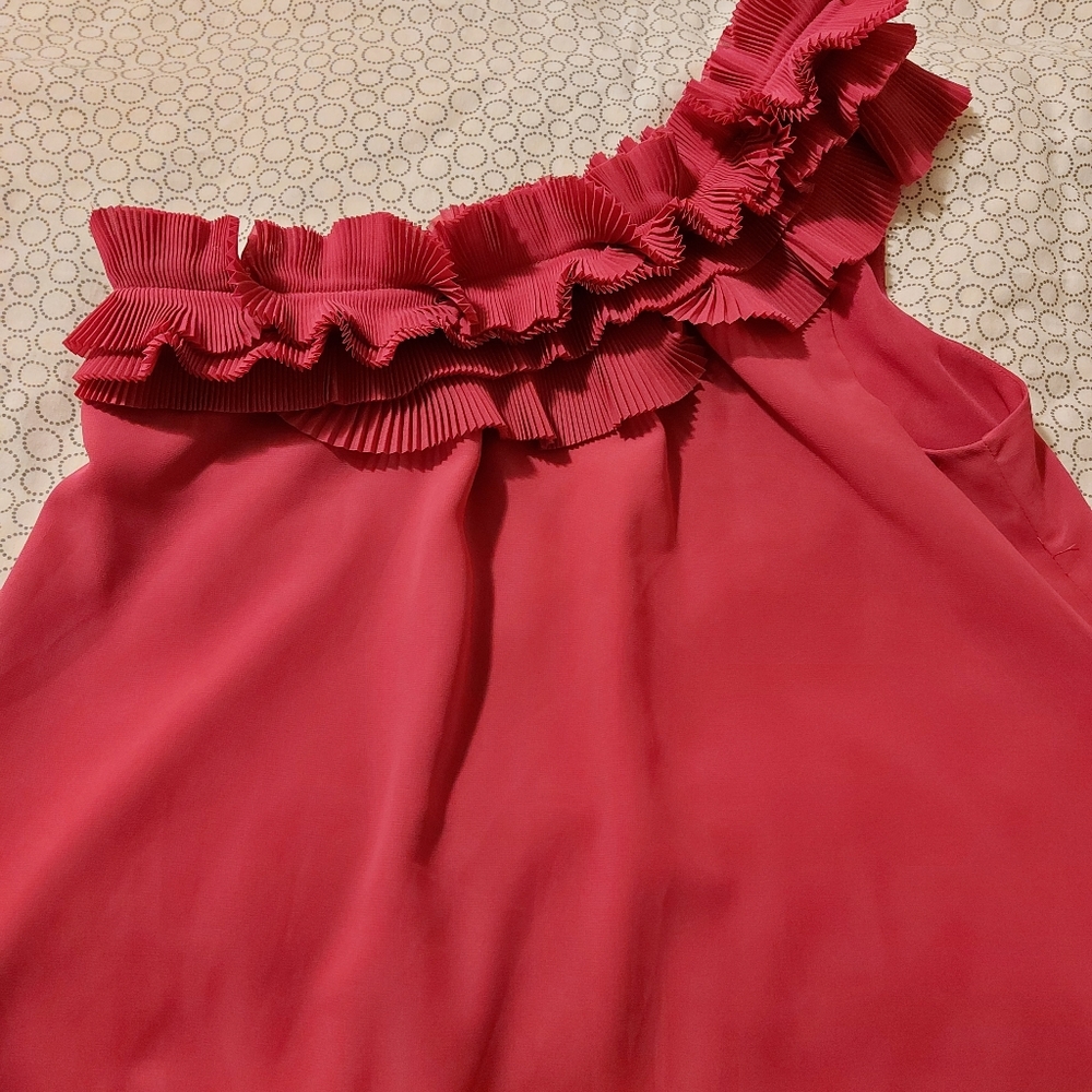 H&M pink ruffle, one shouldered top